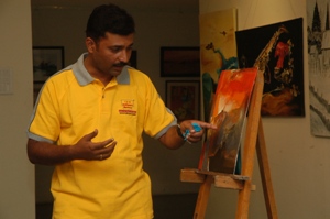 Shrikant Kadam having a dialogue with audience at Artfest 09, Indiaart Gallery